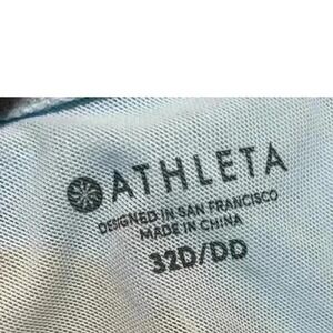 ATHLETA women's sandy beach tankini top white sky blue 32D/DD palm leaves summer